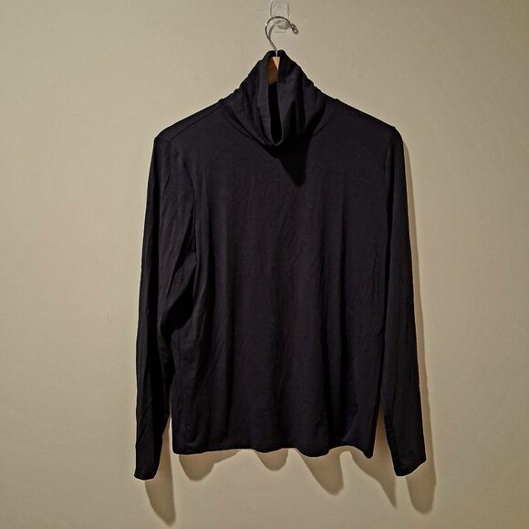 EILEEN FISHER Top L Stretch Tencel Jersey Turtleneck Long Sleeve Pullover Purple - Picture 1 of 6